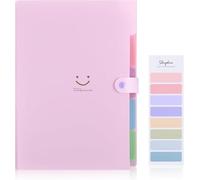 SKYDUE Document Organiser,Cute Folders for Paperwork A4,Paperwork File Organiser with 5 Pockets, Expanding File Folder File Organiser for Home Office Businesses(Pink)