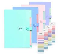 SKYDUE Expanding File Folders with 5 Pockets, Accordion File Organizer with 32 Labels, Portable Document Paper Organizer, Filing Folders, Letter / A4 Size, Pack of 4