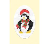 Skye Stitching & Photos Cute Christmas Penguin - 14 Count Cross Stitch A6 Card Kit (Cream Card)