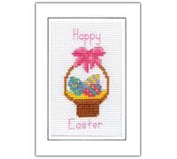 Skye Stitching & Photos Easter Basket & Colourful Eggs - 14 Count Cross Stitch A6 Card Kit (White Oblong Card)