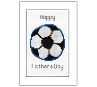 Skye Stitching & Photos Happy Fathers Day, Football Design - 14 Count Cross Stitch A6 Card Kit (Blue)