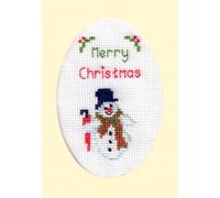 Skye Stitching & Photos Merry Christmas Snowman - 14 Count Cross Stitch A6 Card Kit (Cream Card)