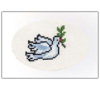 Skye Stitching & Photos Peaceful Dove with Holly/Laurel, Plain/Christmas - 14 Count A6 Cross Stitch Card Kit (White Card)