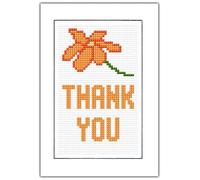 Skye Stitching & Photos Thank You Flower (Blue, Aqua, Yellow, Orange, Purple, Pink & Red) - 14 Count Cross Stitch Card Kit 4" x 6" (Orange)