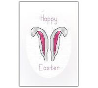Skye Stitching & Photos White Bunny Ears - Happy Easter - 14 Count Cross Stitch Card Kit (White Card)
