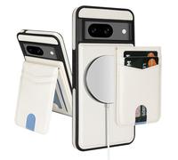 SkyEagle Compatible Magsafe 2 in 1 Detachable Google Pixel 8 5G Wallet Case with Card Holder Women Men,Magnetic PU Leather RFID Blocking Flip Kickstand Credit Slots,for Pixel 8 6.2",White