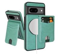 SkyEagle Compatible Magsafe 2 in 1 Detachable Google Pixel 8 Wallet Case with Card Holder Women Men,Magnetic PU Leather RFID Blocking Flip Kickstand Credit Slots,Phone Case for Pixel 8 6.2",Blue Green