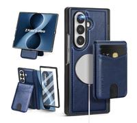SkyEagle Compatible Magsafe 2 in 1 Detachable Samsung Galaxy Z Fold 8 Ultra Wallet Case Card Holder Women Men,Magnetic Shockproof PU Leather Phone Case RFID Blocking Flip Kickstand Credit Slots,Blue