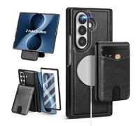 SkyEagle Compatible Magsafe 2 in 1 Detachable Samsung Galaxy Z Fold 8 Ultra Wallet Case Card Holder Women Men,Magnetic Shockproof PU Leather Phone Case RFID Blocking Flip Kickstand Credit Slots,Black