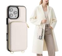 SkyEagle Compatible with iPhone 16 Pro Max Wallet Case for Women【RFID Blocking】 Crossbody Phone Case PU Leather Zipper Handbag Wrist Strap Cover Credit Card Holder,for Apple 16 Pro Max,Beige