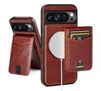 SkyEagle Compatible with Magsafe 2 in 1 Detachable Google Pixel 9 Pro XL Wallet Case with Card Holder,Women Men Magnetic PU Leather Phone Case RFID Blocking Flip Kickstand Credit Slots,Brown