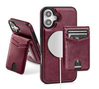 SkyEagle Compatible with Magsafe 2 in 1 Detachable iPhone 16 6.1 Wallet Case with Card Holder Women Men,Magnetic PU Leather RFID Blocking Flip Kickstand Credit Slots,for Apple 16 6.1",Wine Red