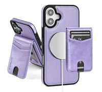 SkyEagle Compatible with Magsafe 2 in 1 Detachable iPhone 16 Wallet Case with Card Holder for Women Men,Magnetic PU Leather RFID Blocking Flip Kickstand Credit Slots,for Apple 16 6.1",Light Purple