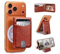 SkyEagle Compatible with Magsafe Case with Card Holder for Men Women Magnetic Ultra-Thin Wallet Bracket Adjustable Bracket for iPhone 17/16/15/14/13/12 Pro/Pro Max/PlusSeries,Brown