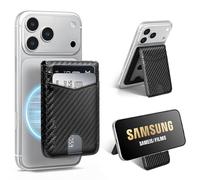 SkyEagle Compatible with Magsafe Case with Card Holder for Men Women Magnetic Ultra-Thin Wallet Bracket Adjustable Bracket for iPhone 17/16/15/14/13/12 Pro/Pro Max/PlusSeries,Carbon Black