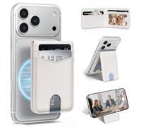 SkyEagle Compatible with Magsafe Case with Card Holder for Men Women Magnetic Ultra-Thin Wallet Bracket Adjustable Bracket for iPhone 17/16/15/14/13/12 Pro/Pro Max/PlusSeries,White