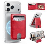 SkyEagle Compatible with Magsafe Case with Card Holder for Men Women Magnetic Ultra-Thin Wallet Bracket Adjustable Bracket for iPhone 17/16/15/14/13/12 Pro/Pro Max/PlusSeries,Red