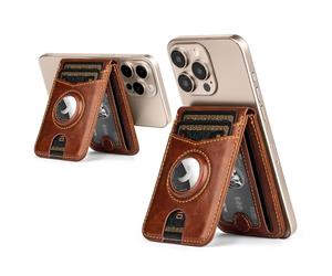SkyEagle Compatible with Magsafe Case with RFID Blocking Card Holder pocket, Brown, Airtag Wallet, Airtag Wallet