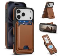 SkyEagle Compatible with Magsafe for iPhone 17 Pro Max Wallet Case with Card Holder Kickstand RFID Blocking Flip Folio Cover Credit Card Slots PU Leather Men Women,Phone Case,Brown