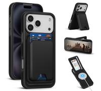 SkyEagle Compatible with Magsafe for iPhone 17 Pro Max Wallet Case with Card Holder Kickstand RFID Blocking Flip Folio Cover Credit Card Slots PU Leather Men Women,Phone Case,Black