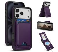 SkyEagle Compatible with Magsafe for iPhone 17 Pro Wallet Case with Card Holder Kickstand RFID Blocking Flip Folio Cover Credit Card Slots PU Leather Men Women,Phone Case,Purple
