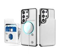 SkyEagle Compatible with Magsafe for Samsung Galaxy S26 Ultra Wallet Case with Card Holder,Women Men Phone Case PU Leather Kickstand Flip Protective Cover Credit Card Slots,White