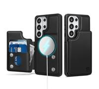 SkyEagle Compatible with Magsafe for Samsung Galaxy S26 Ultra Wallet Case with Card Holder,Women Men Phone Case PU Leather Kickstand Flip Protective Cover Credit Card Slots,Black