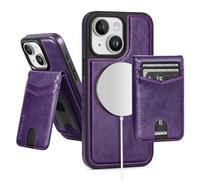 SkyEagle for Compatible Magsafe 2 in 1 Detachable iPhone 15 Wallet Case with Card Holder,Women Men Magnetic PU Leather RFID Blocking Flip Kickstand Credit Card Slots,for Apple 15 6.1",Wine Red