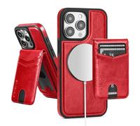 SkyEagle for Compatible Magsafe Magnetic 2 in 1 Detachable iPhone 14 Pro Max Wallet Case with Card Holder,Women Men,PU Leather RFID Blocking Flip Kickstand Credit Slots for Apple 14 ProMax,Red
