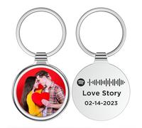 Skyeasure Personalised Keyring, Spotify Code Keychain, Personalised Spotify Plaque Personalised Keyring Photo Music Keyring Double Single Side Print, Keepsake, Wedding