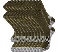Skyebed 10 Pairs Men Crew Hiking Socks Military Socks Army Green Sock for Soldiers Policemen Firefighter Working Sports (Green Thickened Style 1)