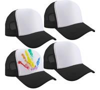 Skyebed 4 Pcs Kids Sublimation Trucker Hats DIY Blank Trucker Hats Summer Baseball Hat for Child Outdoor Sports Working (UK, Alpha, One Size, Color Set 1)