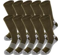 Skyebed 5 Pairs Military Socks Mens Army Green Hiking Socks Crew Boot Socks Moisture Wicking for Soldier Work Sports Hiking (UK, Alpha, One Size, Regular, Regular, Thickened Green Style 1)