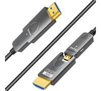 SkyeySnail 10ft 8K Fiber Optic HDMI Cable, Micro HDMI to HDMI 2.1, Detachable Type A+D, 48Gbps Ultra Speed, HDR, 3D, eARC, in Wall CL2 / CL3 Rated, Slim and Flexible for PS5 Project TV