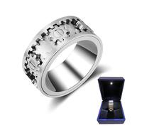 SkyFace Fidget Spinner Gear Ring, Stress & Anxiety Relief Ring, Stainless Steel Simple Spinner Rings for Men and Women, Adhd Autism Sensory Adult Rotating Mechanical Gear Rings with Jewelry Gift Box