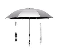 SkyFace UPF 50+ Universal Clamp On Umbrella UV 360 ° Adjustable Protection Flexible Beach Umbrella, Portable Sun Shade Umbrellas for Patio Beach Wheelchairs Golf Carts (titanium silver white)