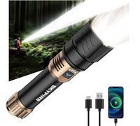 SKYFIRE LED Flashlight High Lumens,5000mAh Super Bright Rechargeable Flashlight,Zoomable,Four Modes,Powerbank Waterproof Tactical Flash Light for Camping Essentials,Outdoor & Home Emergencies-No Lens