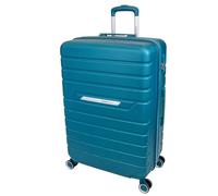 SKYFLITE Metro Hard Shell Suitcase, 76 cm, 100L Capacity, 8 Spinner Wheels, TSA Lock, Dark Red/Charcoal/Teal (Teal)