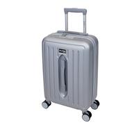 SKYFLITE Modern Hardshell Luggage Trunk, 55 cm, 35L Capacity, Navy/Silver/Charcoal, 8 Wheels (Silver)