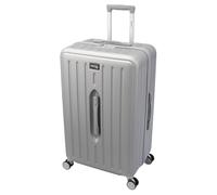 SKYFLITE Modern Large Trunk, 76cm, ABS Hardshell, Silver/Charcoal, TSA Lock, 90L Capacity (Silver)