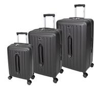 SKYFLITE Modern Trunk Hardshell Luggage Set, 3-Piece, 35L/63L/90L, TSA Lock, 360° Wheels, Charcoal/Silver/Navy (Charcoal)