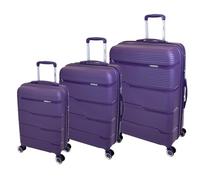 SKYFLITE Plasma 3-Piece Hardshell Luggage Set, Polycarbonate, TSA Lock, 360° Wheels, 32L/60L/92L, Orange/Purple/Charcoal (Purple)