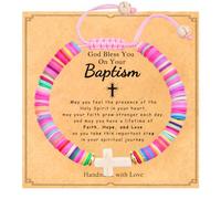 SKYFUN First Communion Bracelets for Women, Cross Charm Bracelet First Holy Communion, Baptism, Confirmation Bless Jewelry Gifts for Your Daughter, 7.87, Stone, no gemstone