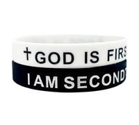 SKYFUN God is First I am Second Bracelet for Men Women Rubber God Bracelets Wristband Inspirational Bible Verse Bracelets Religious Christians Gifts, 6 UK, no gemstone