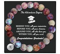 SKYFUN Natural Stone Graduation Bracelet- 2025 Graduation Gifts for Her Appreciation Bracelet Gifts, 7", Stone, no gemstone