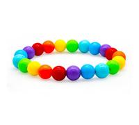 SKYFUN Rainbow Pride Bracelet Acrylic Stretch Bead/Rubber Bracelets for Men Women LGBT Bracelet for Gay Lesbian Couples Pride Month Friendship Jewelry Gift LGBTQ Parade Accessories, 7 UK, Acrylic, no