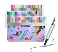 SKYGLORY 102 Colours Fineliner Pens Set-0.4mm Fine Tip with Free Colouring Card & Pad, Colour-Matched Caps for Professional Illustration & Technical Drafting (102)