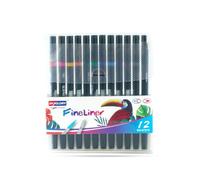 SKYGLORY 12 Colour Dual Tip Fineliner Brush Pen Set, Beginner-Friendly Double Ended Fineliner Brush Markers for Colouring Books & Sketching (12)