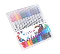 SKYGLORY 12 Colour Dual Tip Fineliner Brush Pen Set, Beginner-Friendly Double Ended Fineliner Brush Markers for Colouring Books & Sketching (12)