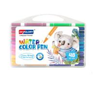 SKYGLORY 48 Colour Odorless Bullet Tip Creative Watercolour Pen Set, Barrel Matches Ink, No Bleed-Through, Lasts 15 Days Cap Off, Compact Design for School Beginners & DIY Crafts Supplies
